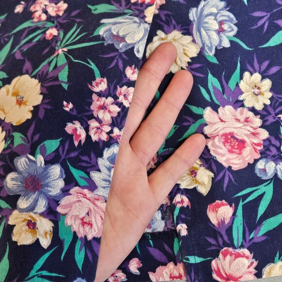 Periwinkle Vintage 80s/90s Navy Blue Floral Skirt Set Made In U.S.A. Size 12 - Picture 7 of 11